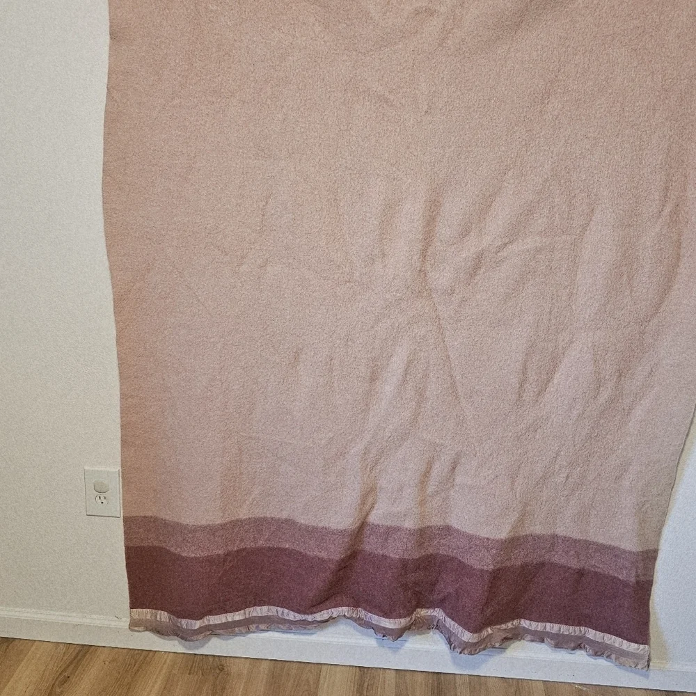 St. Mary's Vintage 100% Wool Striped Pink colorway Striped Blanket